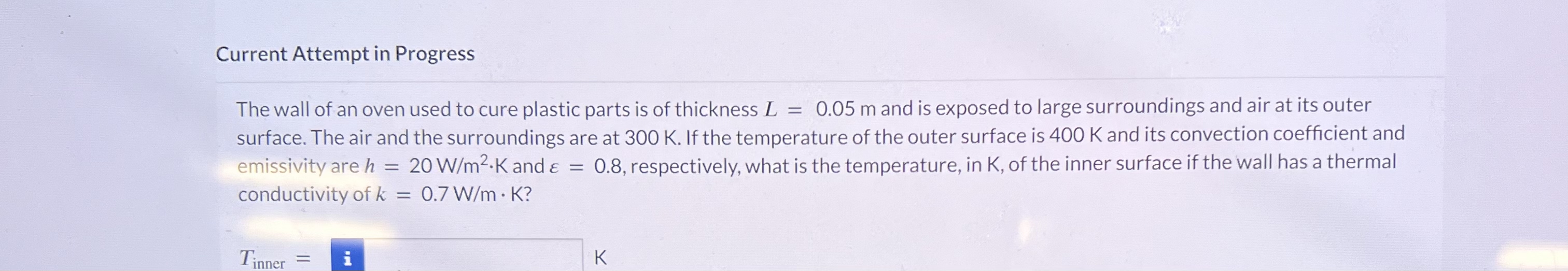 Current Attempt in Progress The wall of an oven