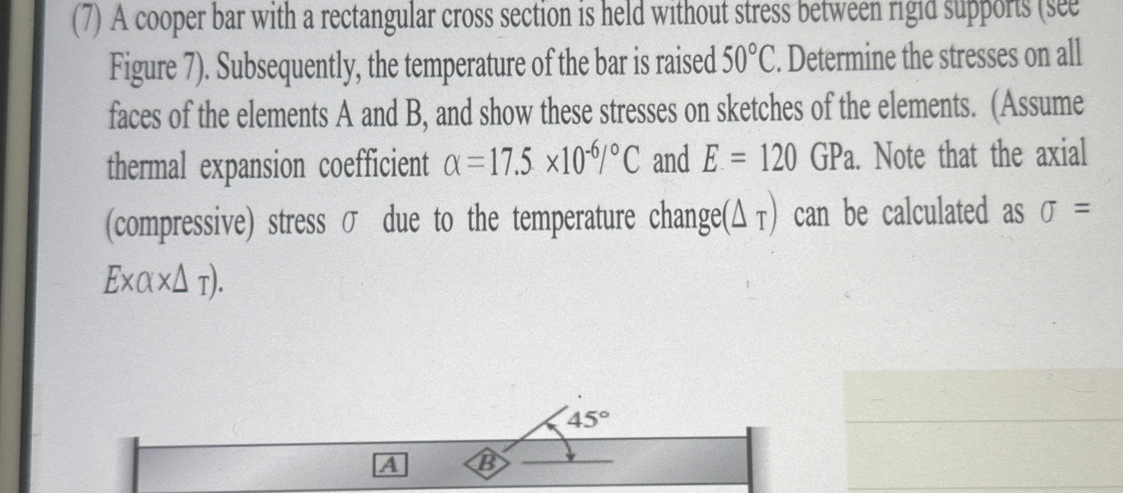 ( 7 ) A cooper bar with a rectangular cross
