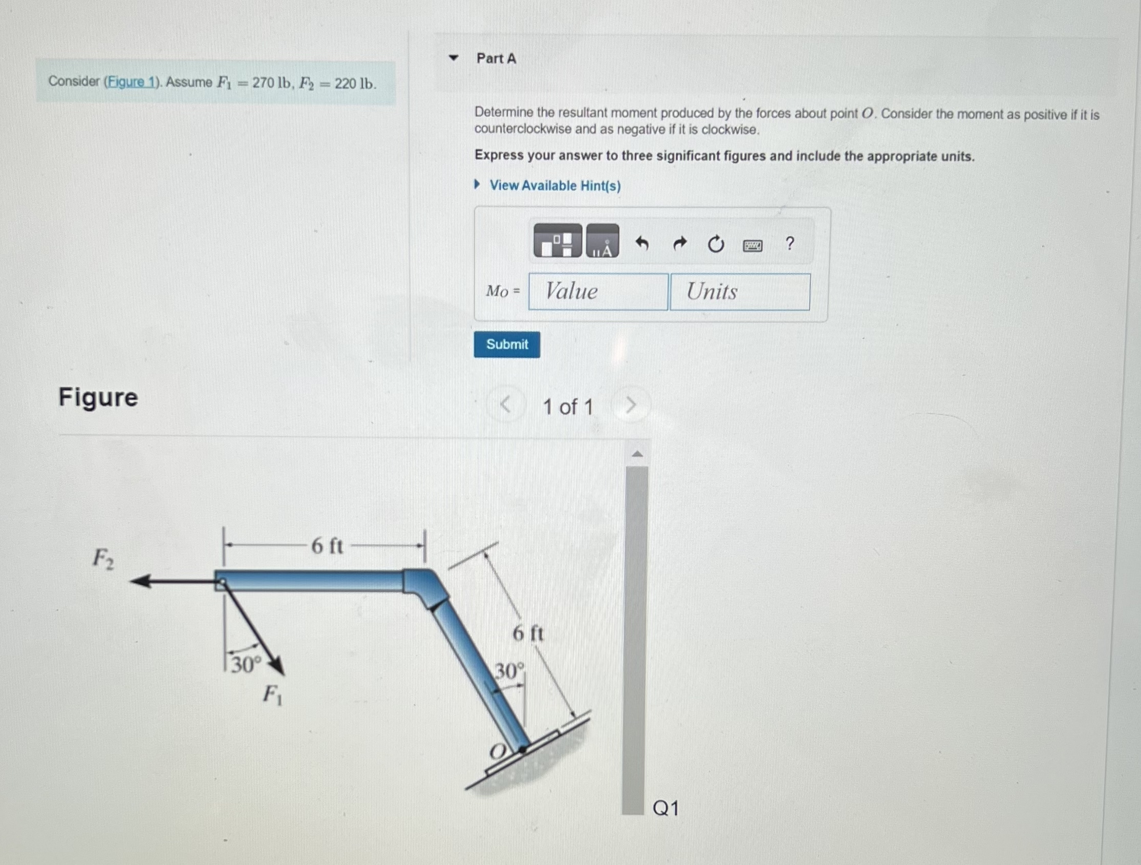 Part A Determine the resultant moment produced by