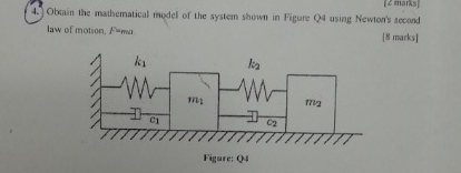 Obtain the mathematical model of the system shown