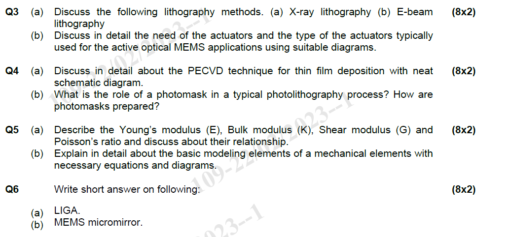 Q 3 ( a ) Discuss the following lithography