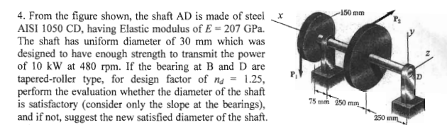 From the figure shown, the shaft AD is made of