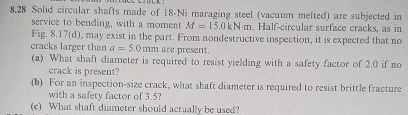 8 . 2 8 Solid circular shafts made of 1 8 - Ni