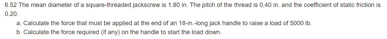6 . 5 2 The mean diameter of a square - threaded