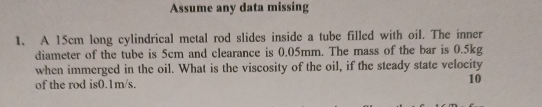 Assume any data missing A 1 5 cm long cylindrical