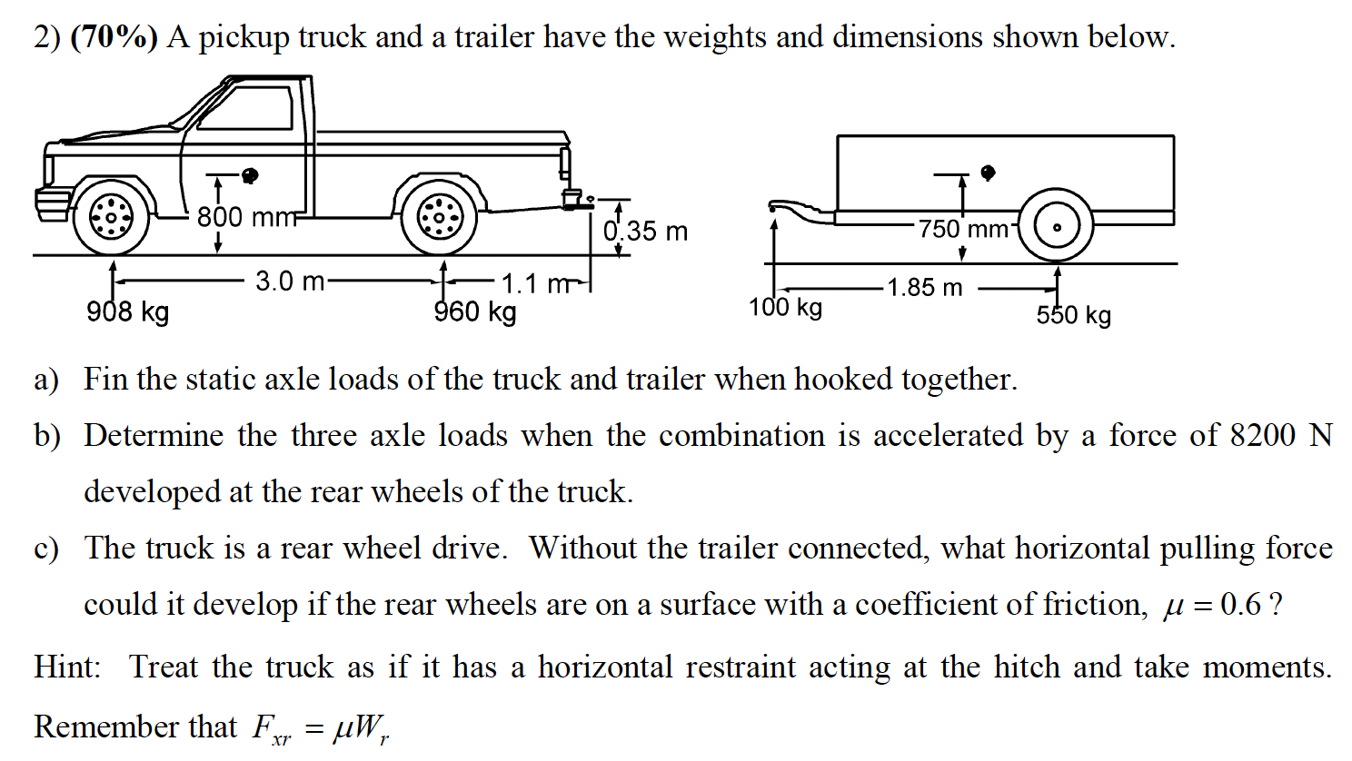 ( 7 0 % ) A pickup truck and a trailer have the