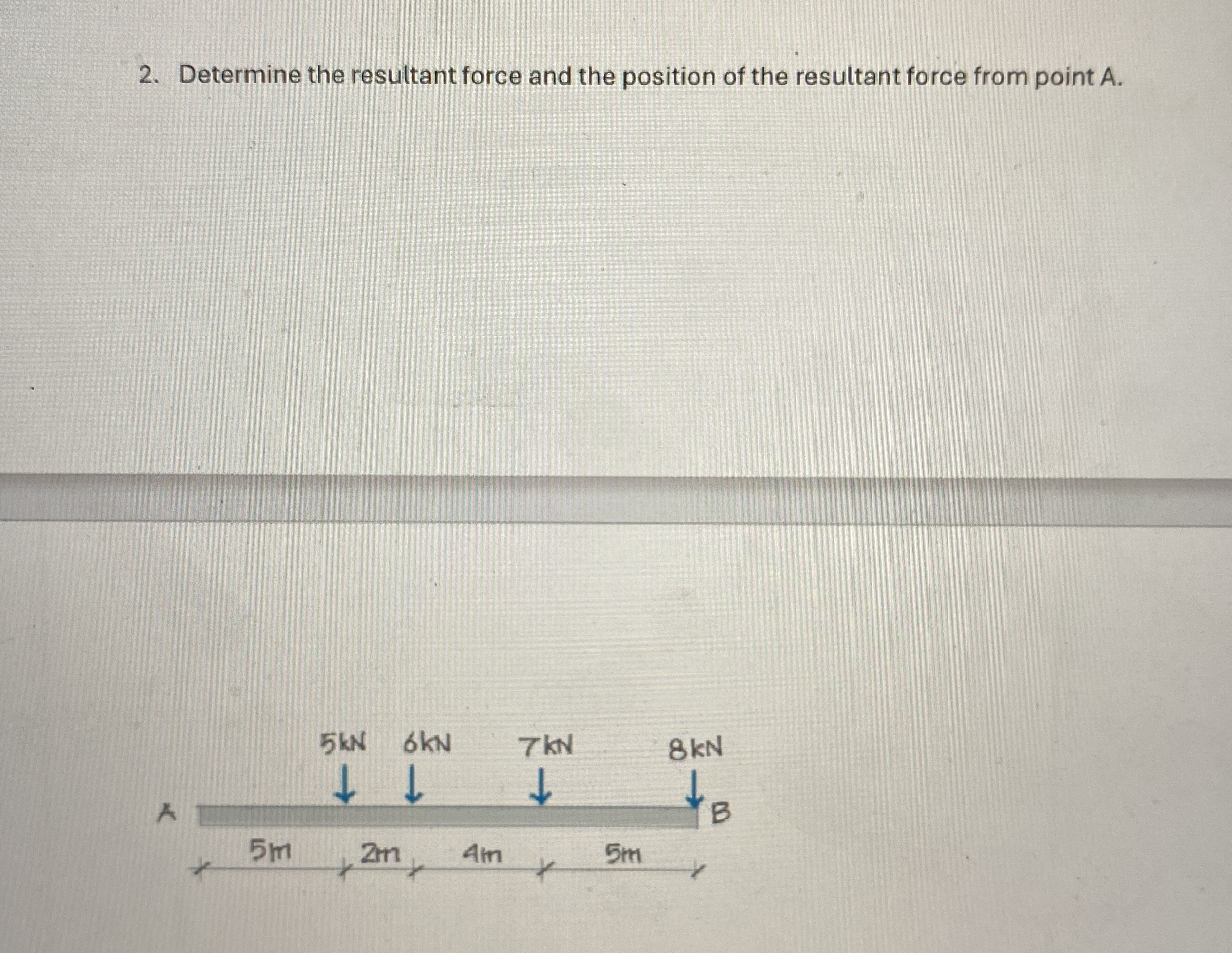 Determine the resultant force and the position of
