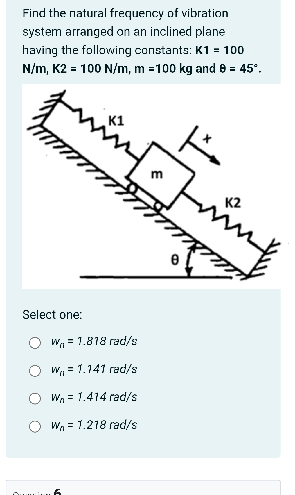 Find the natural frequency of vibration system