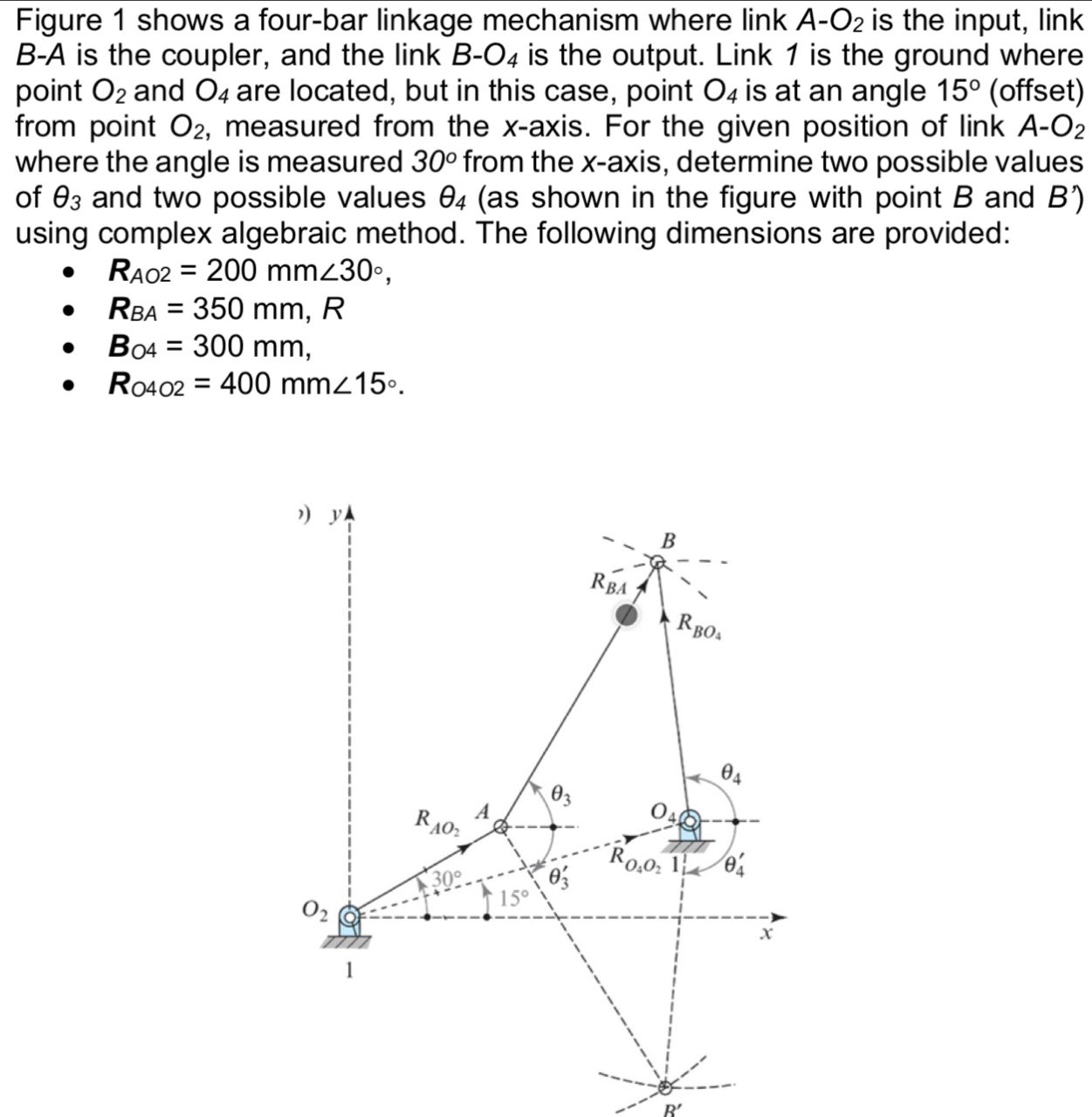 Figure 1 shows a four - bar linkage mechanism