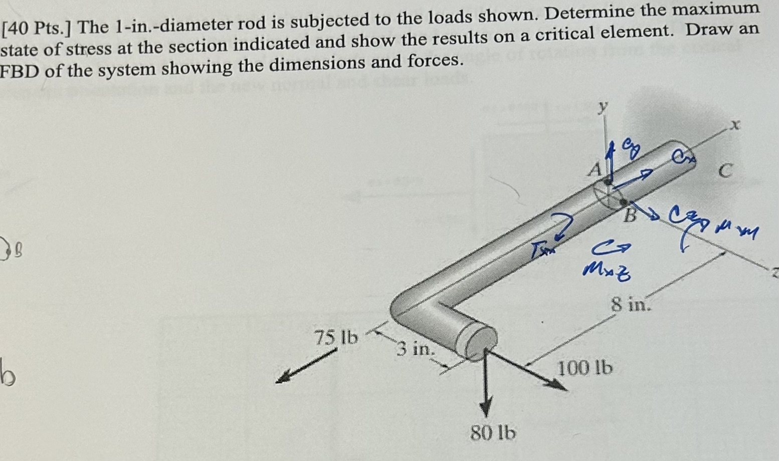 The 1 - in . - diameter rod is subjected to the