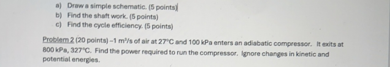 Problem 2 ( 2 0 points ) - 1 m 3 s of air at 2 7