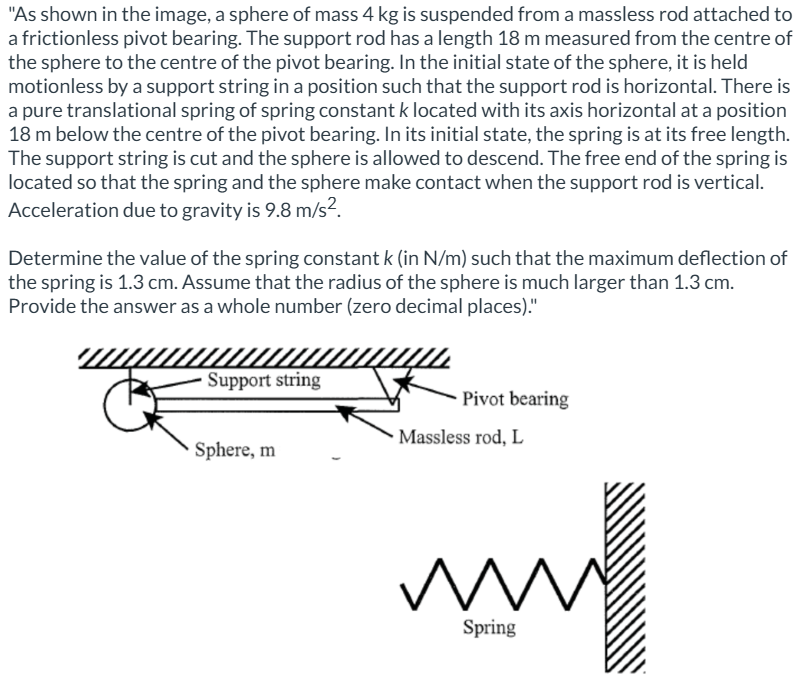 " As shown in the image, a sphere of mass 4 kg is