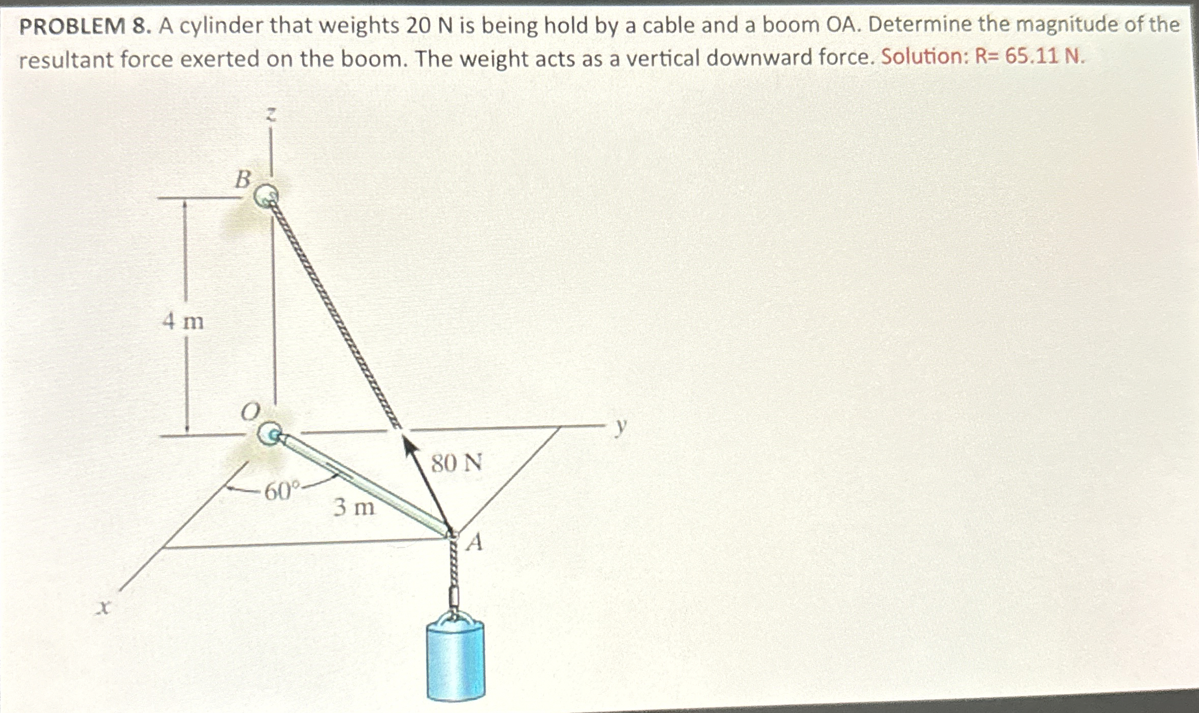 PROBLEM 8 . A cylinder that weights 2 0 N is