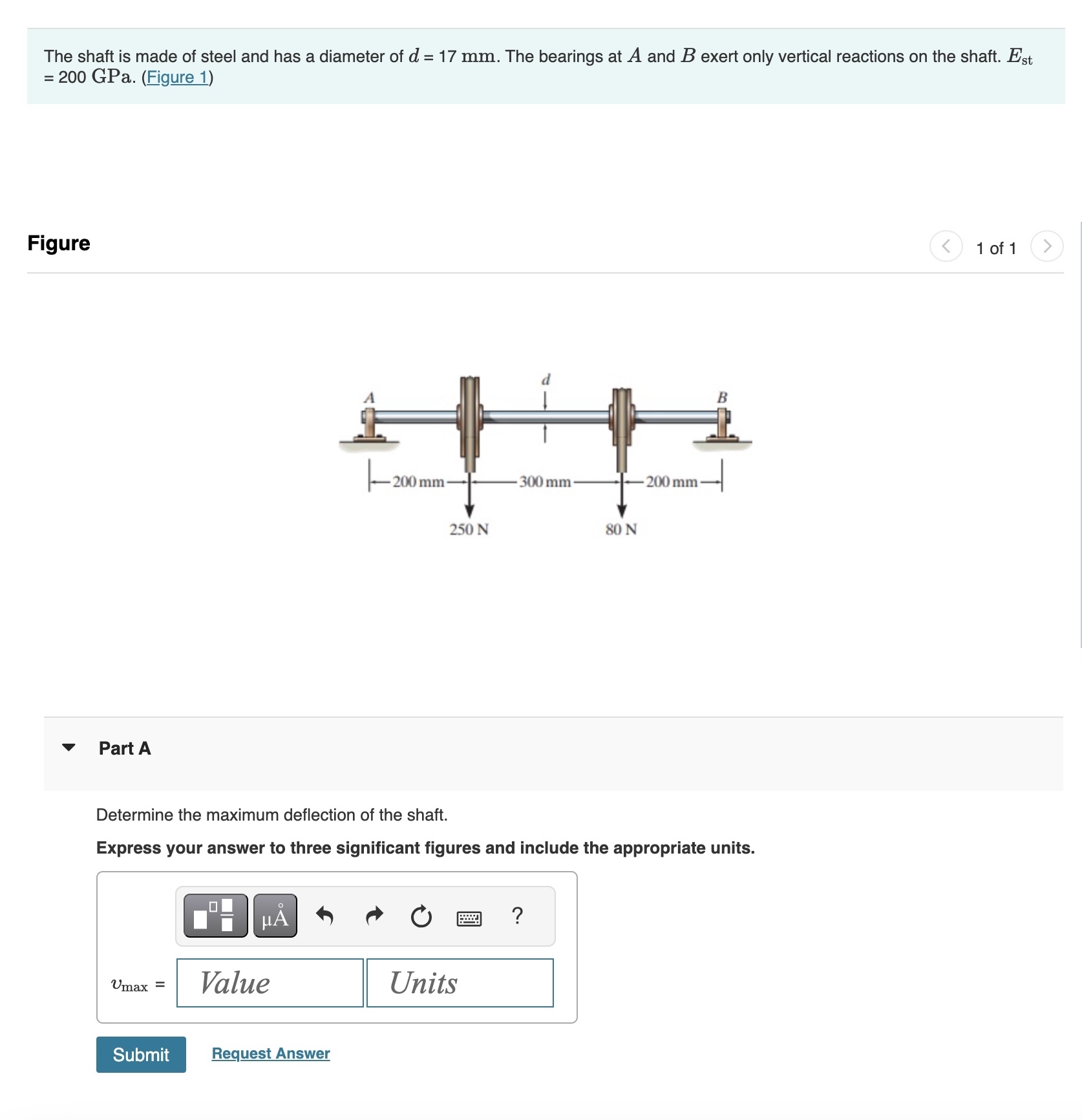 The shaft is made of steel and has a diameter of