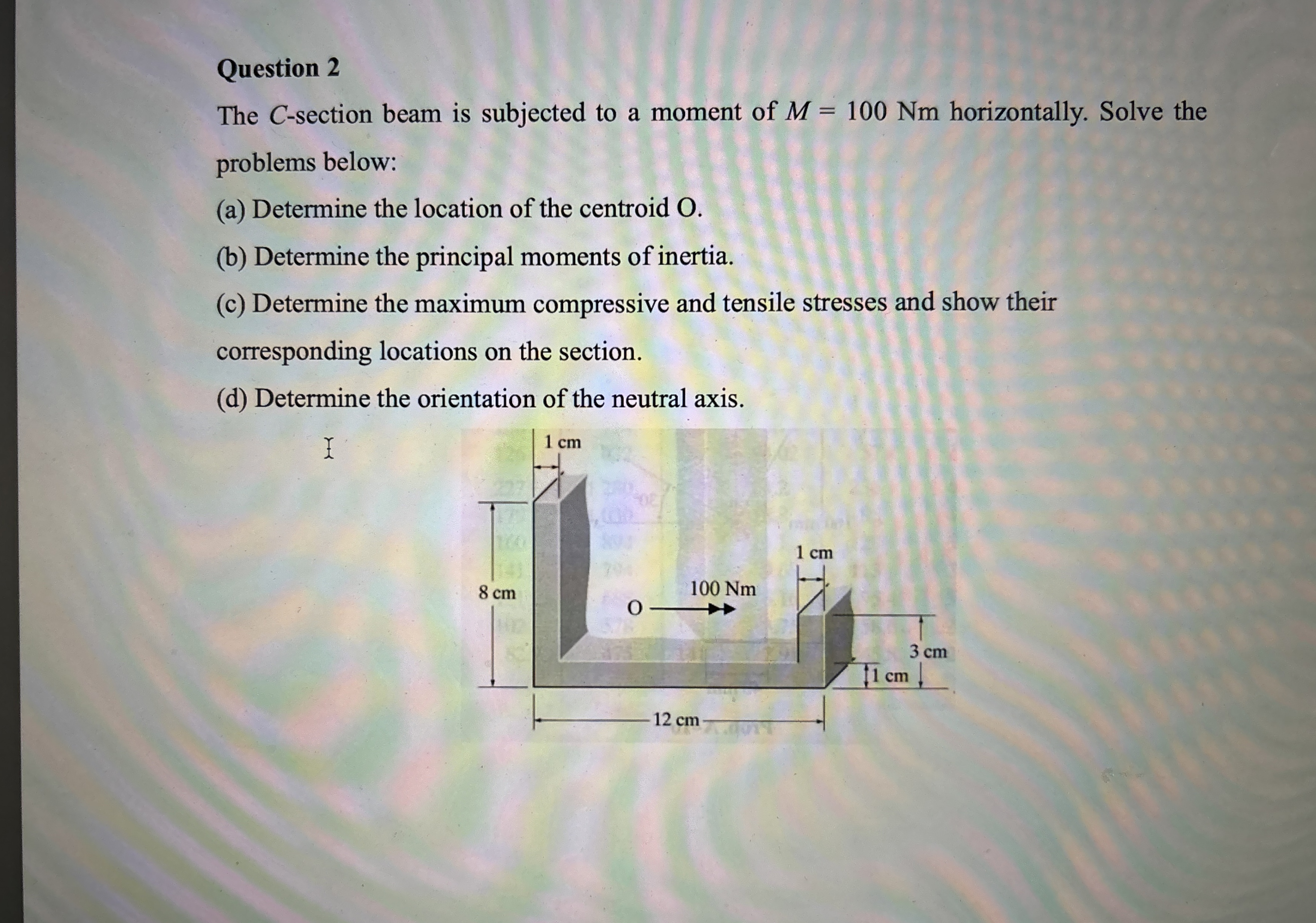 Question 2 The C - section beam is subjected to a