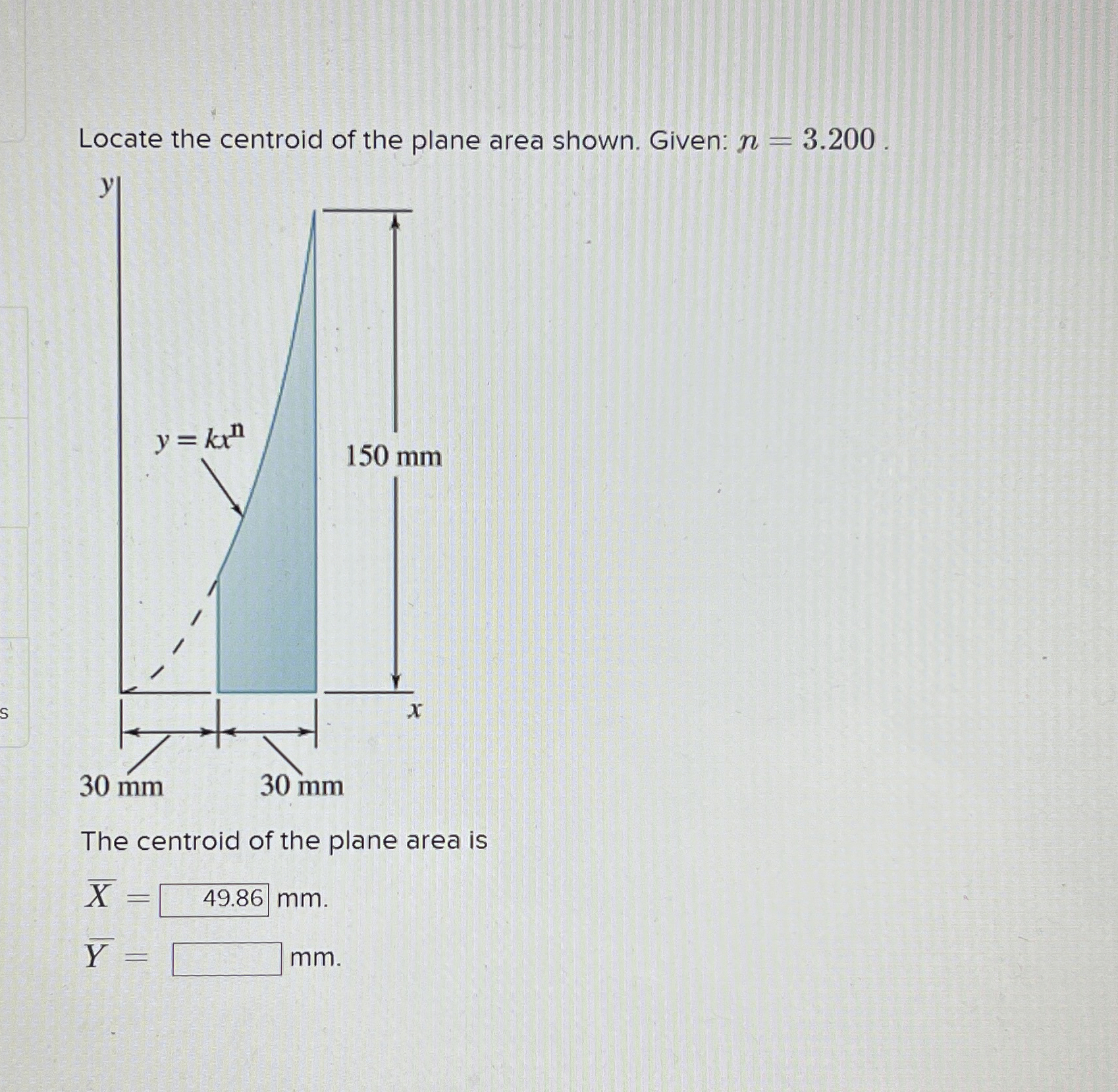 Locate the centroid of the plane area shown.