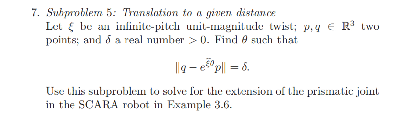 Subproblem 5 : Translation to a given distance