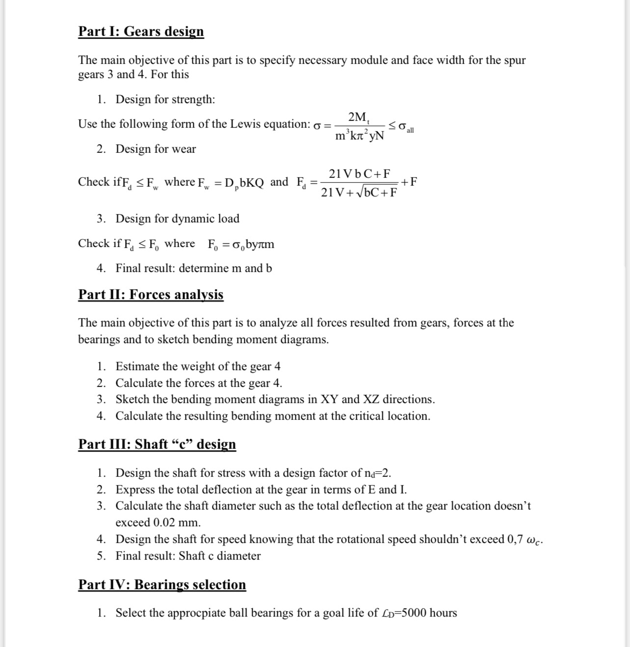 Machine design - Case study Gear trains are