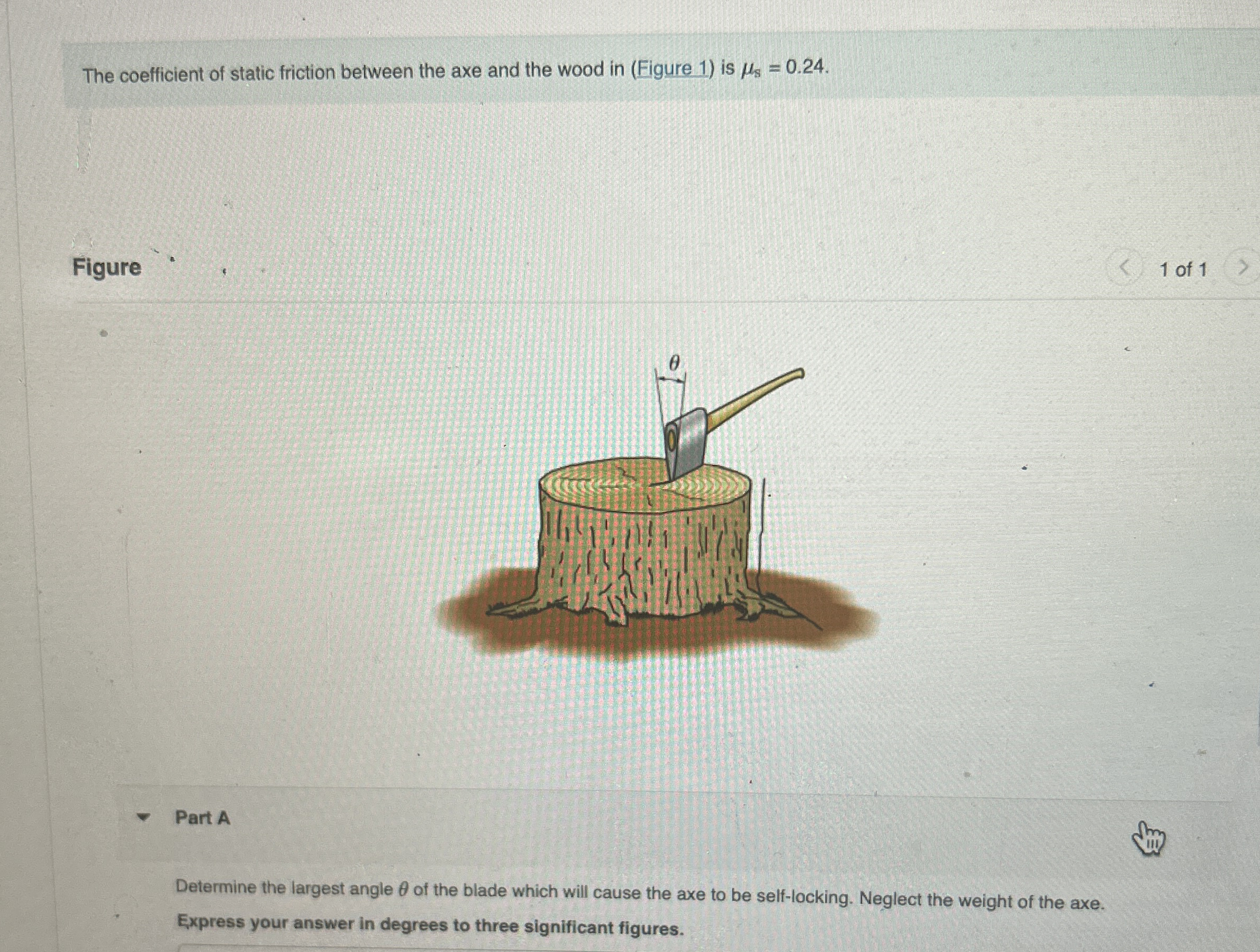 The coefficient of static friction between the