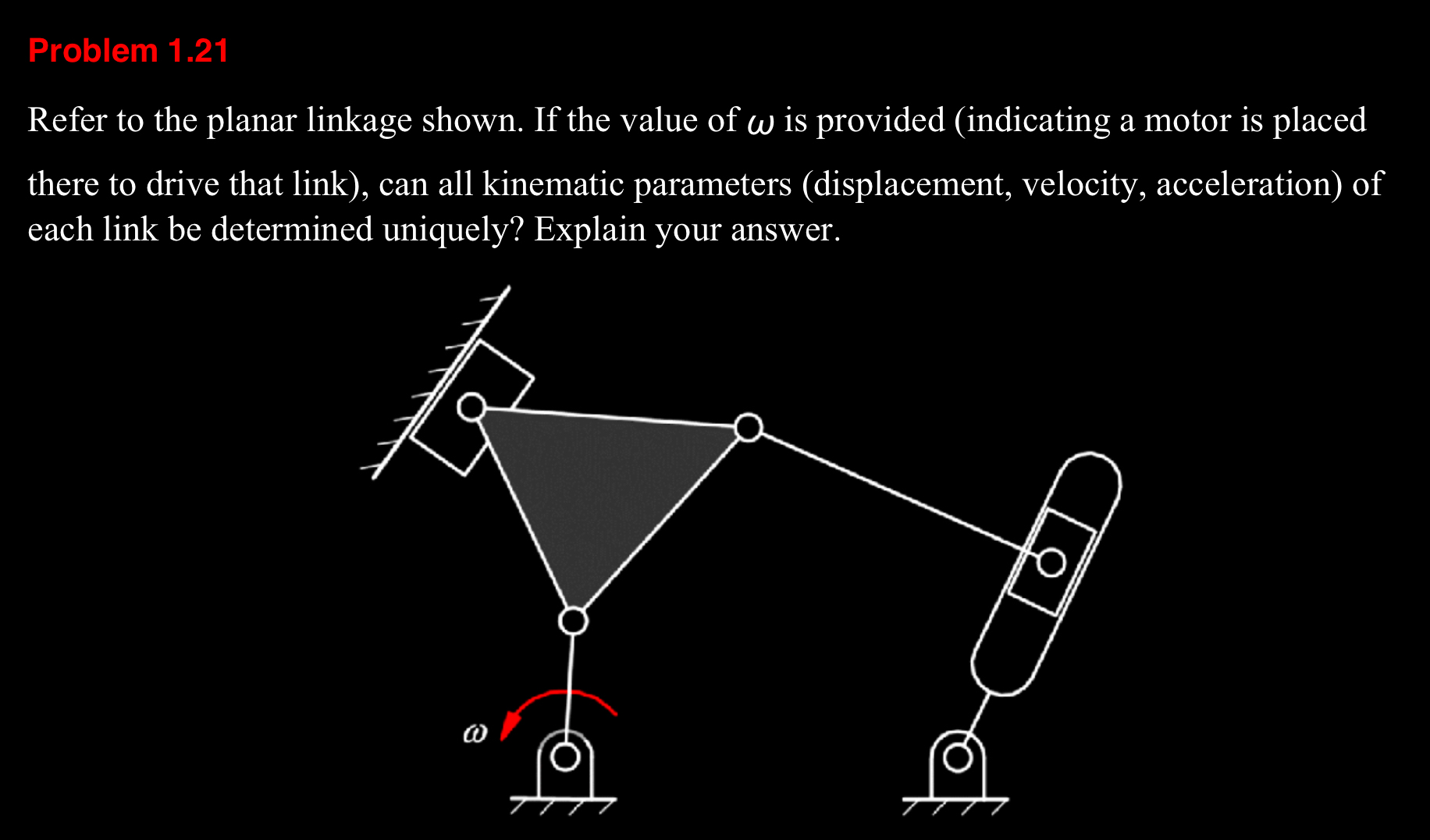 Problem 1 . 2 1 Refer to the planar linkage