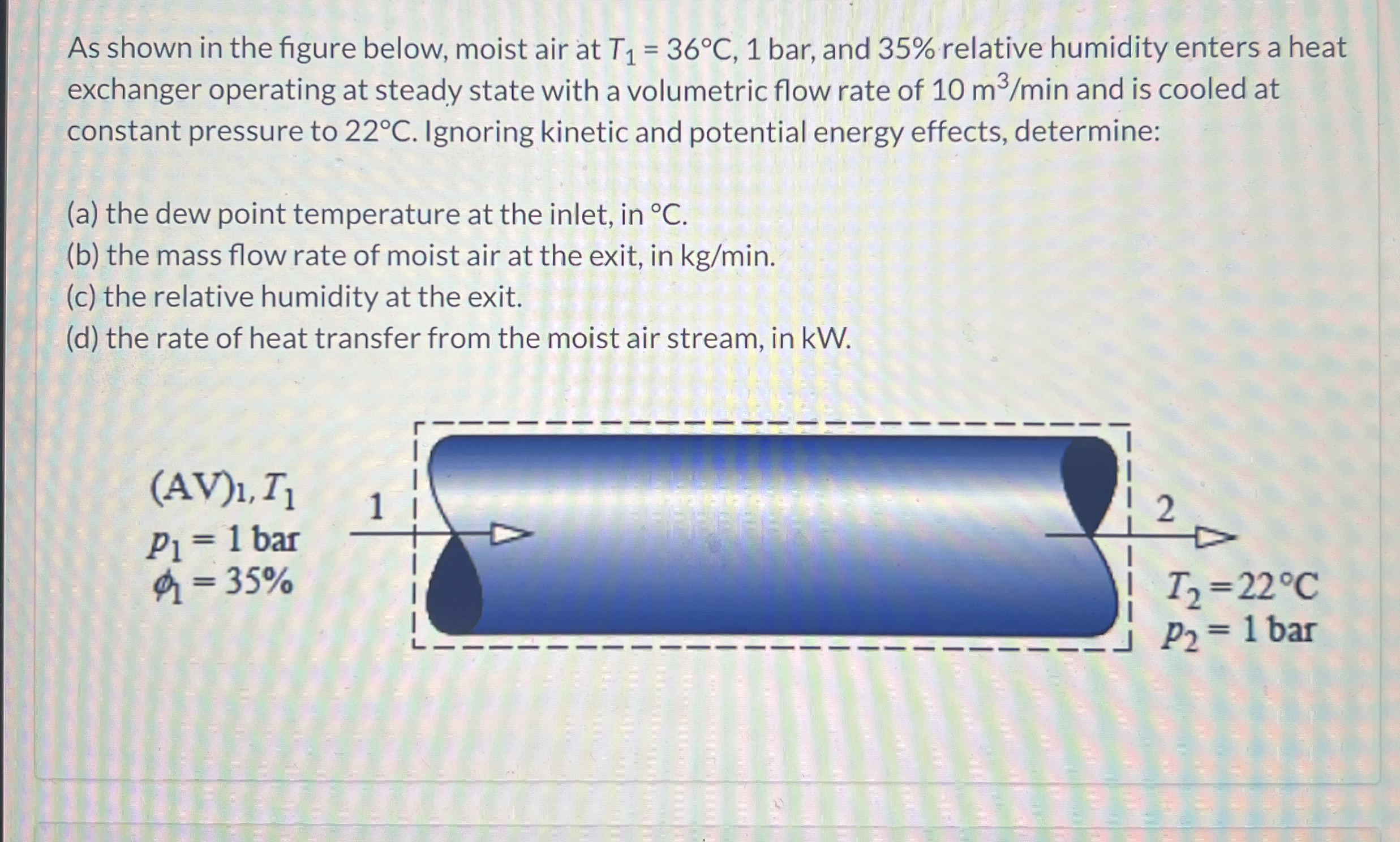 As shown in the figure below, moist air at T 1 =