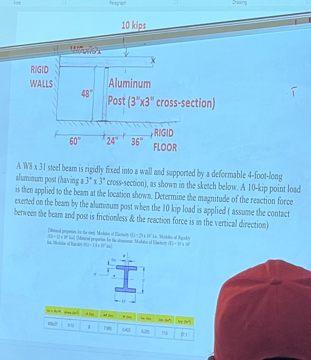 fort Parngraph Drowing 1 0 kips T A W 8 3 1 steel