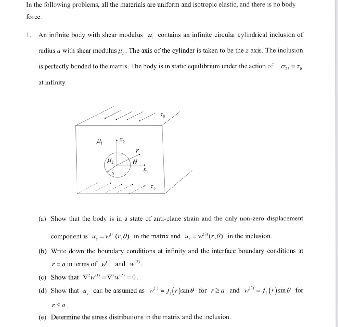 An infinite body with shear modulus 1 contains an