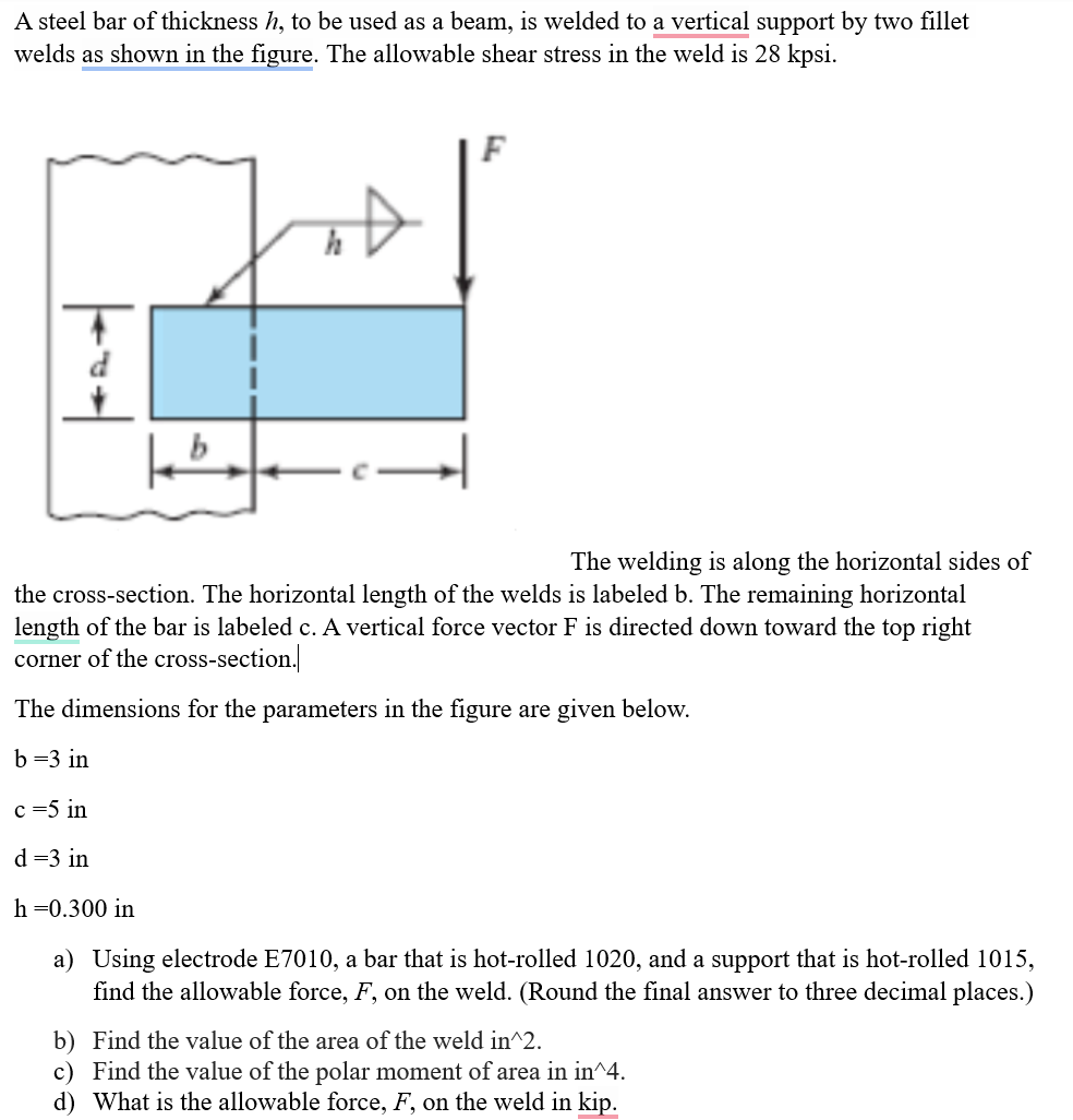 A steel bar of thickness \ ( h \ ) , to be used