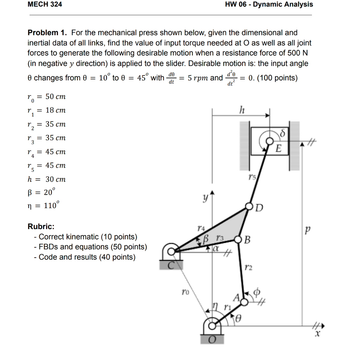 MECH 3 2 4 HW 0 6 - Dynamic Analysis Problem 1 .