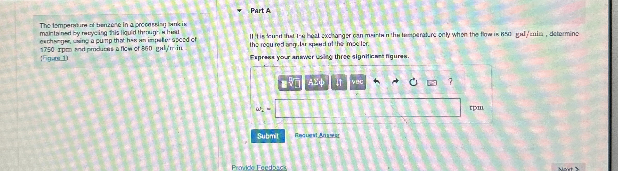 Part A The temperature of benzene in a processing