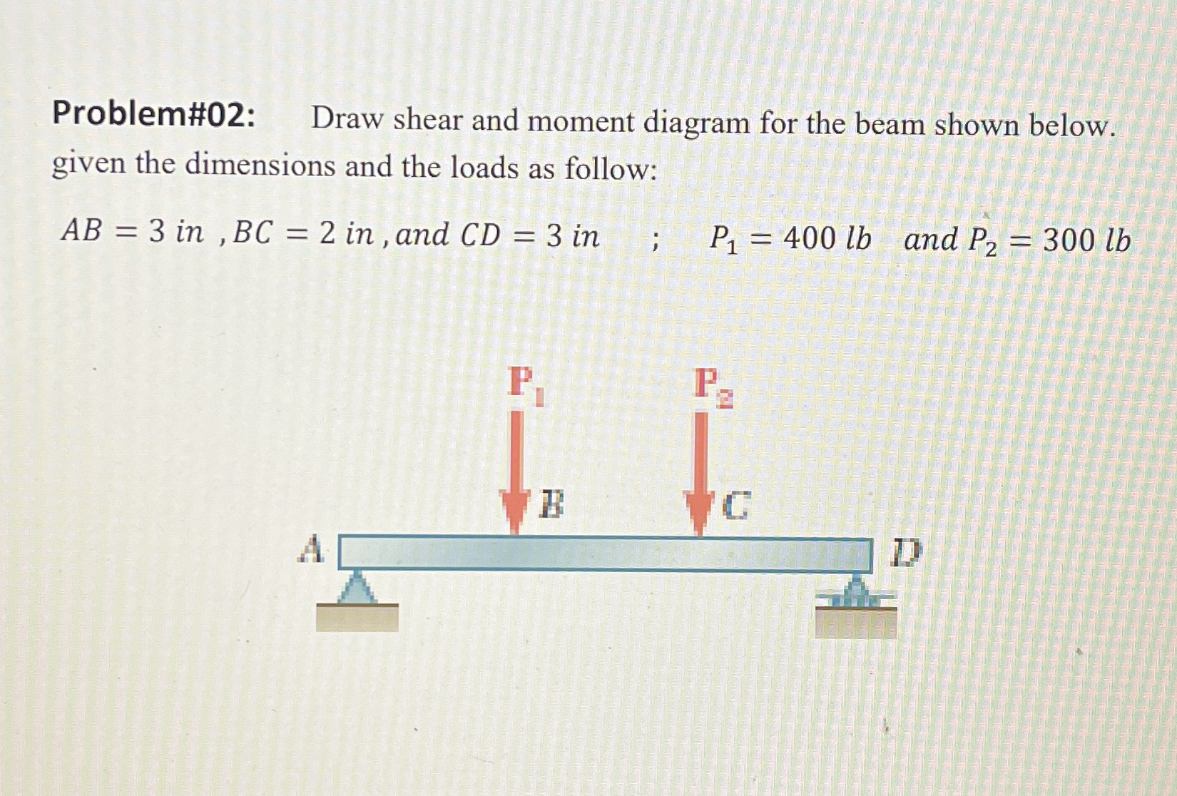 Problem# 0 2 : Draw shear and moment diagram for