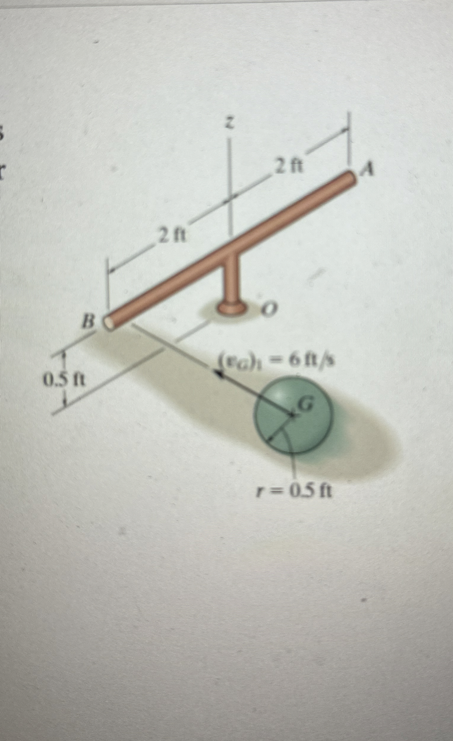 The mass center, G , of the 5 - l b ball has a