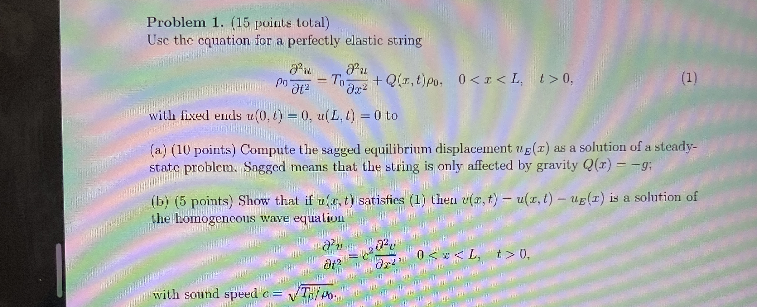 Problem 1 . ( 1 5 points total ) Use the equation