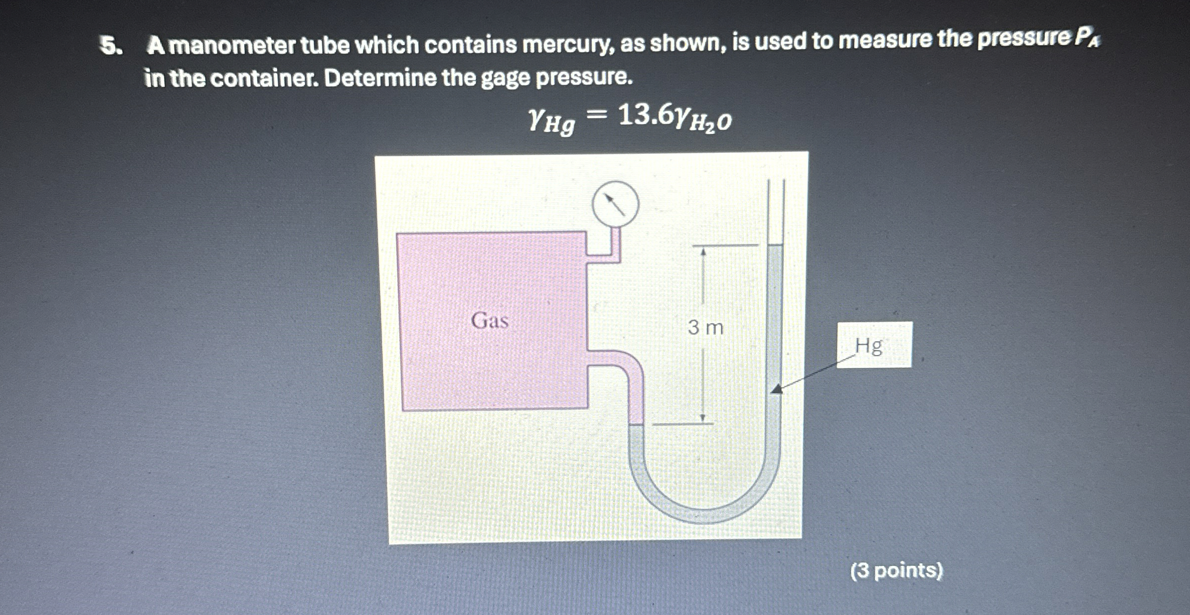 A manometer tube which contains mercury, as