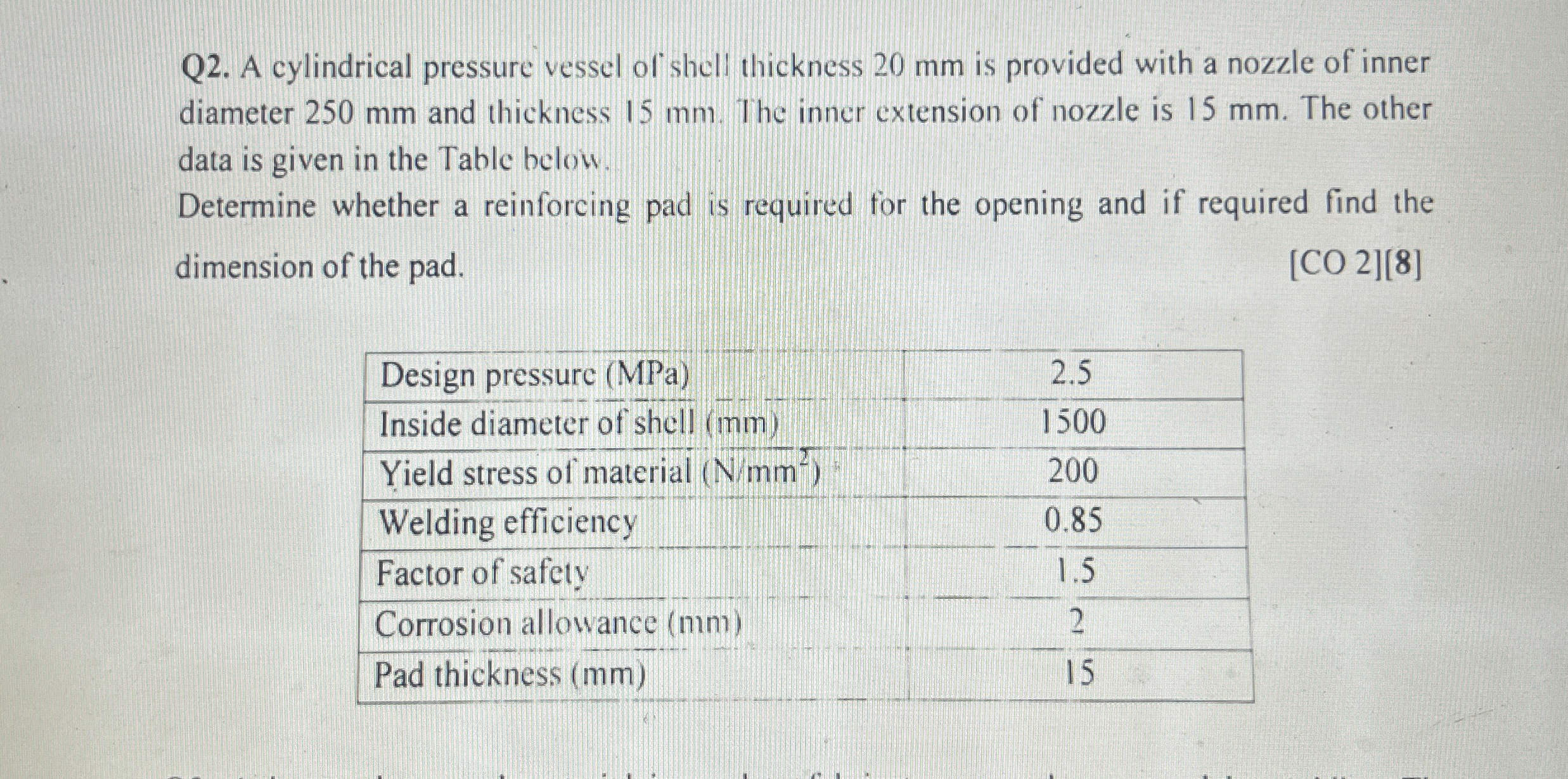 Q 2 . A cylindrical pressure vessel of shell