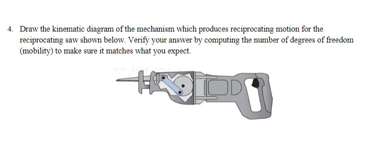 Draw the kinematic diagram of the mechanism which