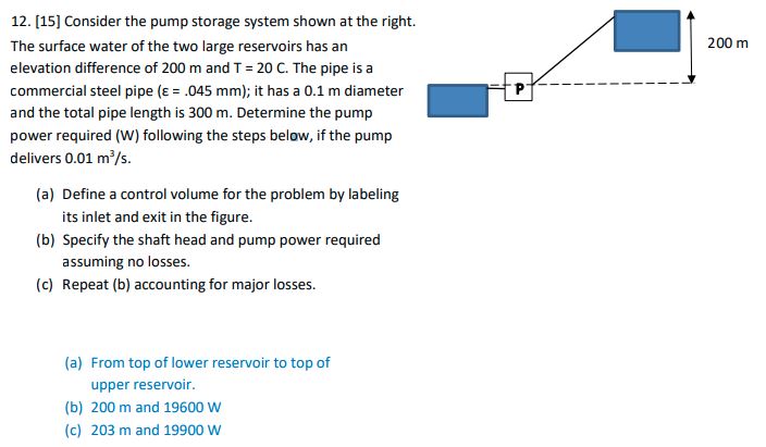 1 2 . [ 1 5 ] Consider the pump storage system