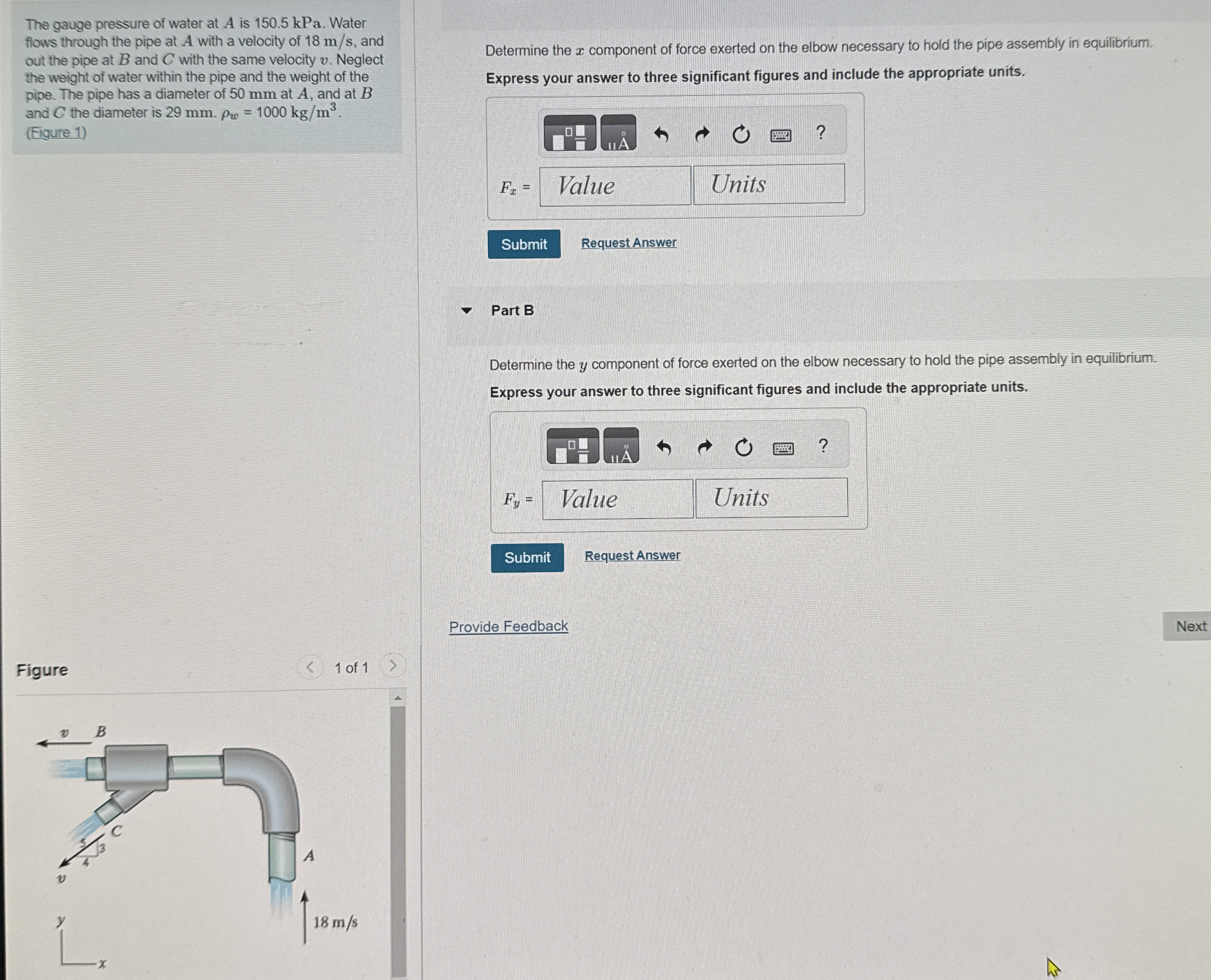 The gauge pressure of water at A is 1 5 0 . 5 kPa