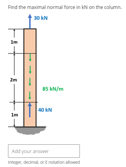 Find the maximal normal force in kN on the