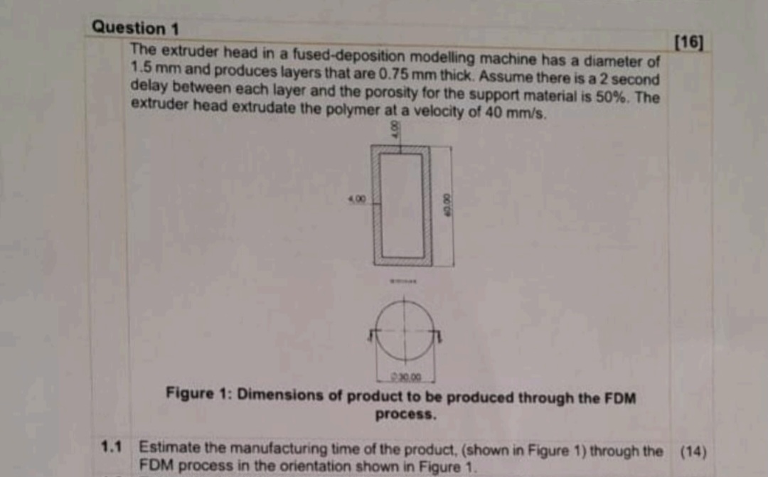 Question 1 The extruder head in a fused -