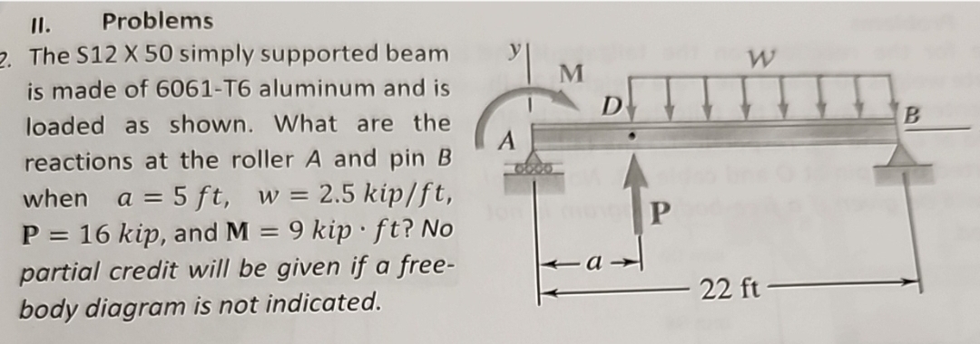 II . Problems 2 . The S 1 2 5 0 simply supported