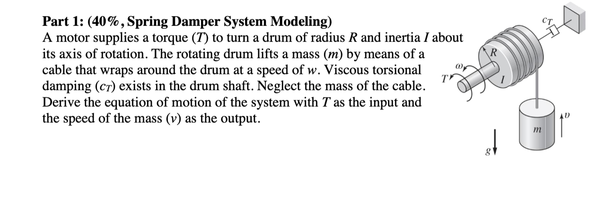 Part 1 : ( 4 0 % , Spring Damper System Modeling
