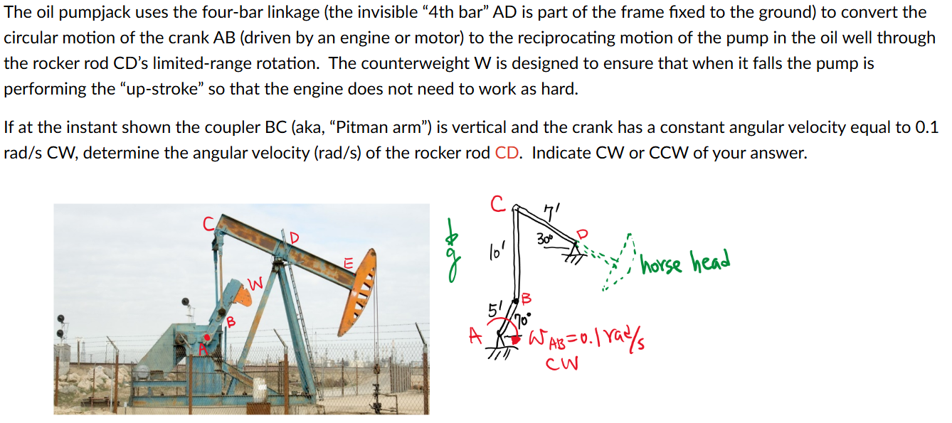 The oil pumpjack uses the four - bar linkage (