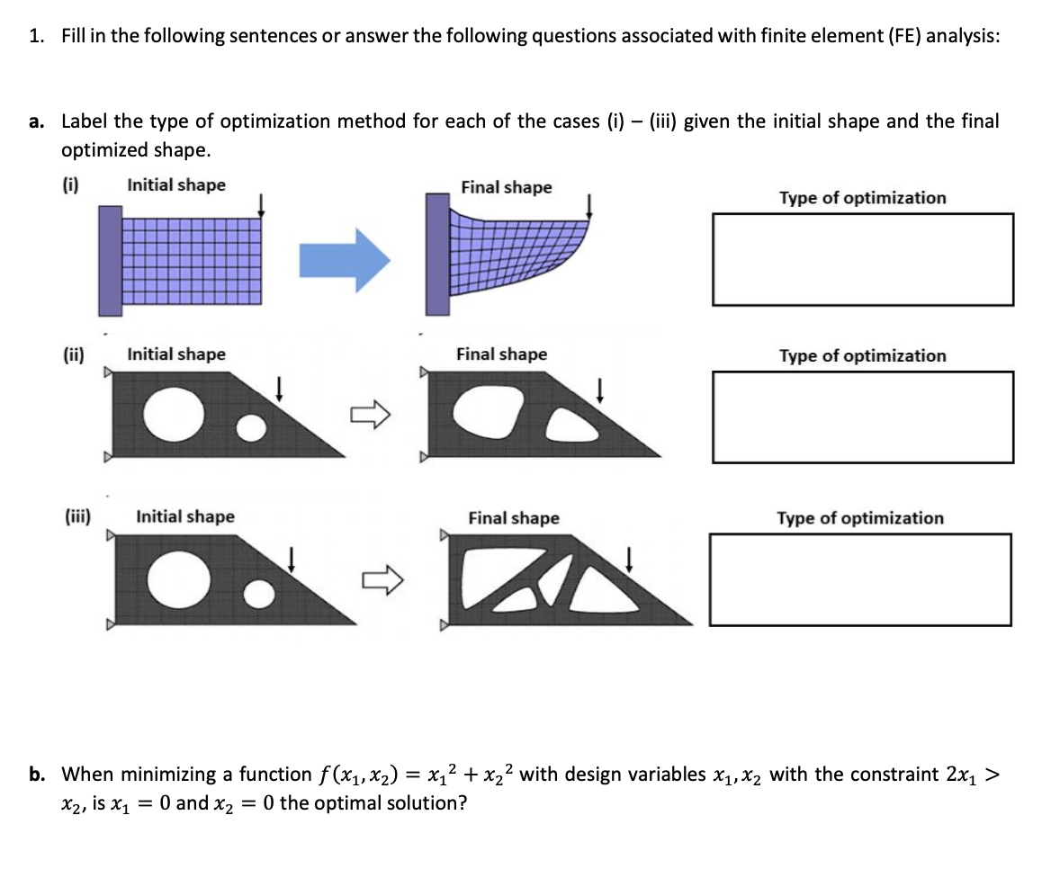 Fill in the following sentences or answer the
