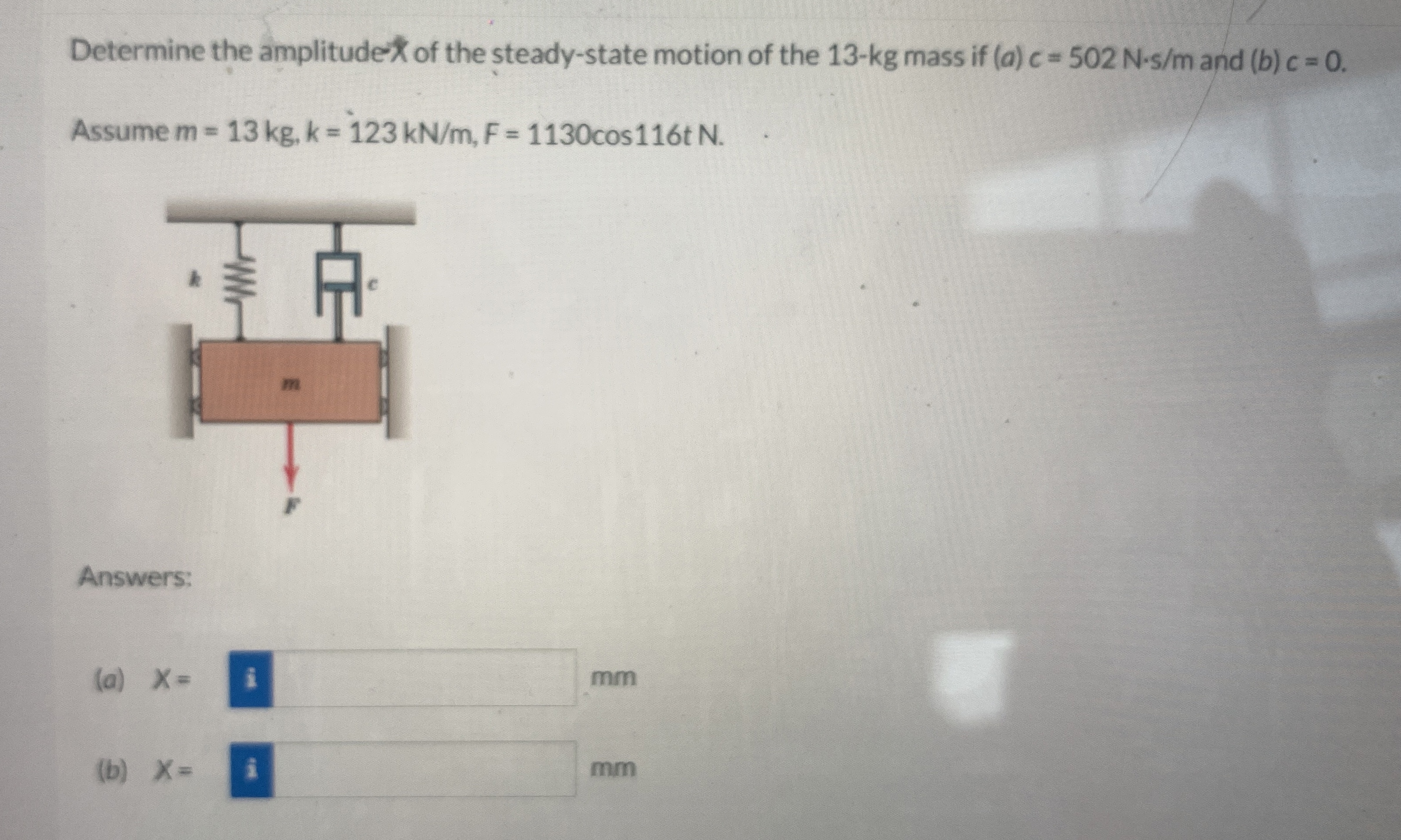 Determine the amplitude of the steady - state