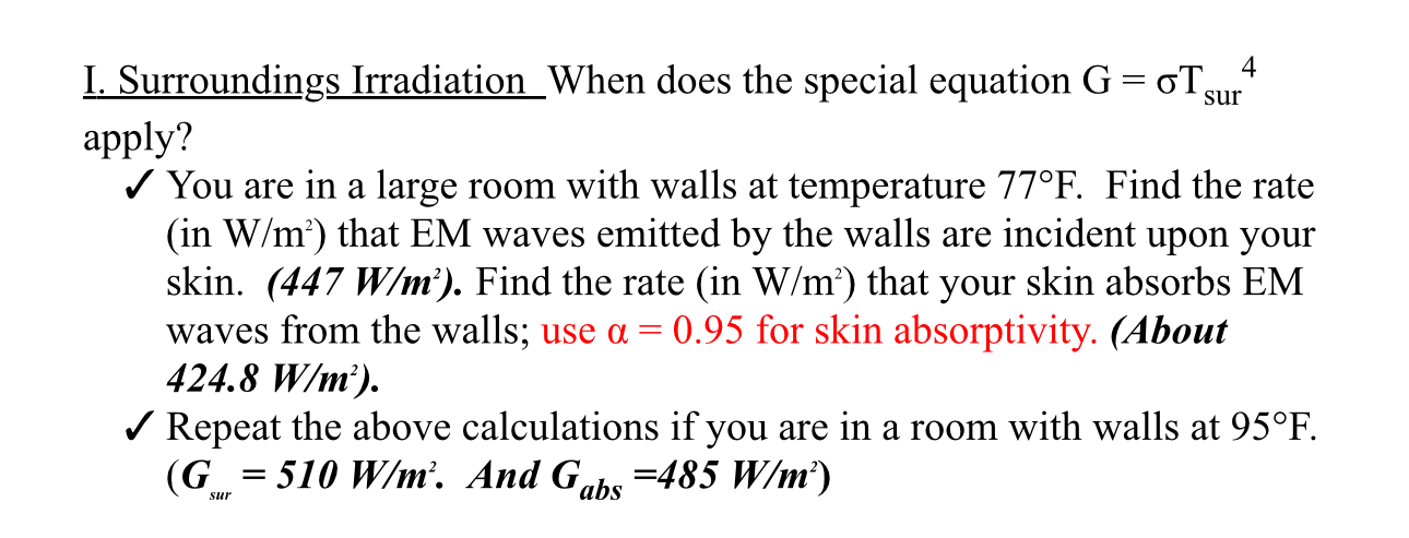I. Surroundings Irradiation When does the special