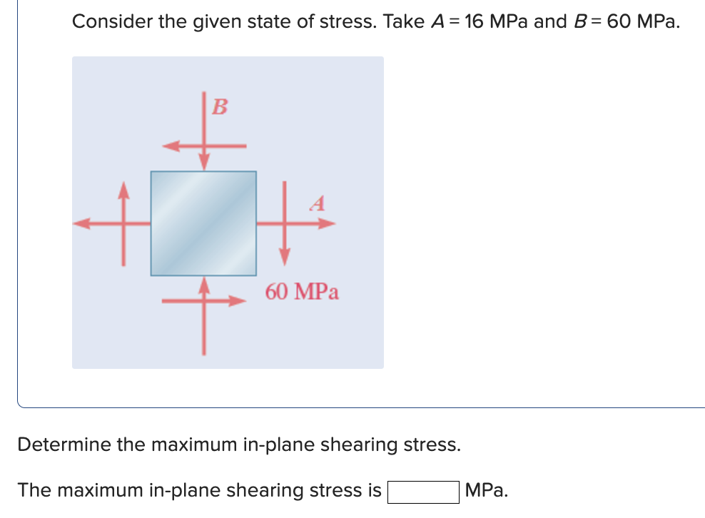 a - Determine the maximum in - plane shearing