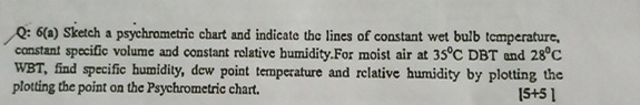 Q: 6 ( a ) Sketch a psychrometric chart and