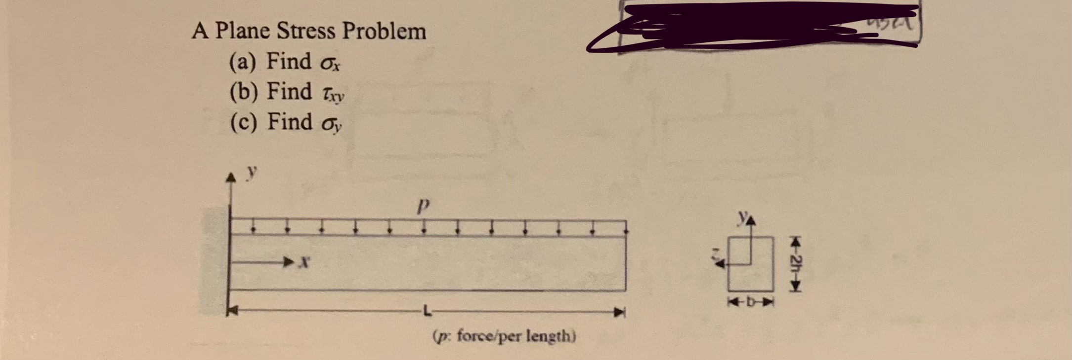 A Plane Stress Problem ( a ) Find x ( b ) Find x