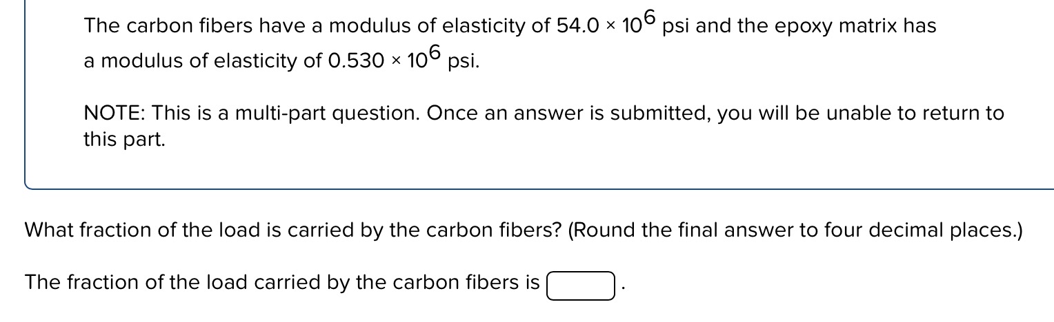 The carbon fibers have a modulus of elasticity of